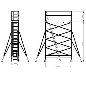 Single Width Mobile Scaffold, 3.8m - 4.1m Top Platform, One Level ...