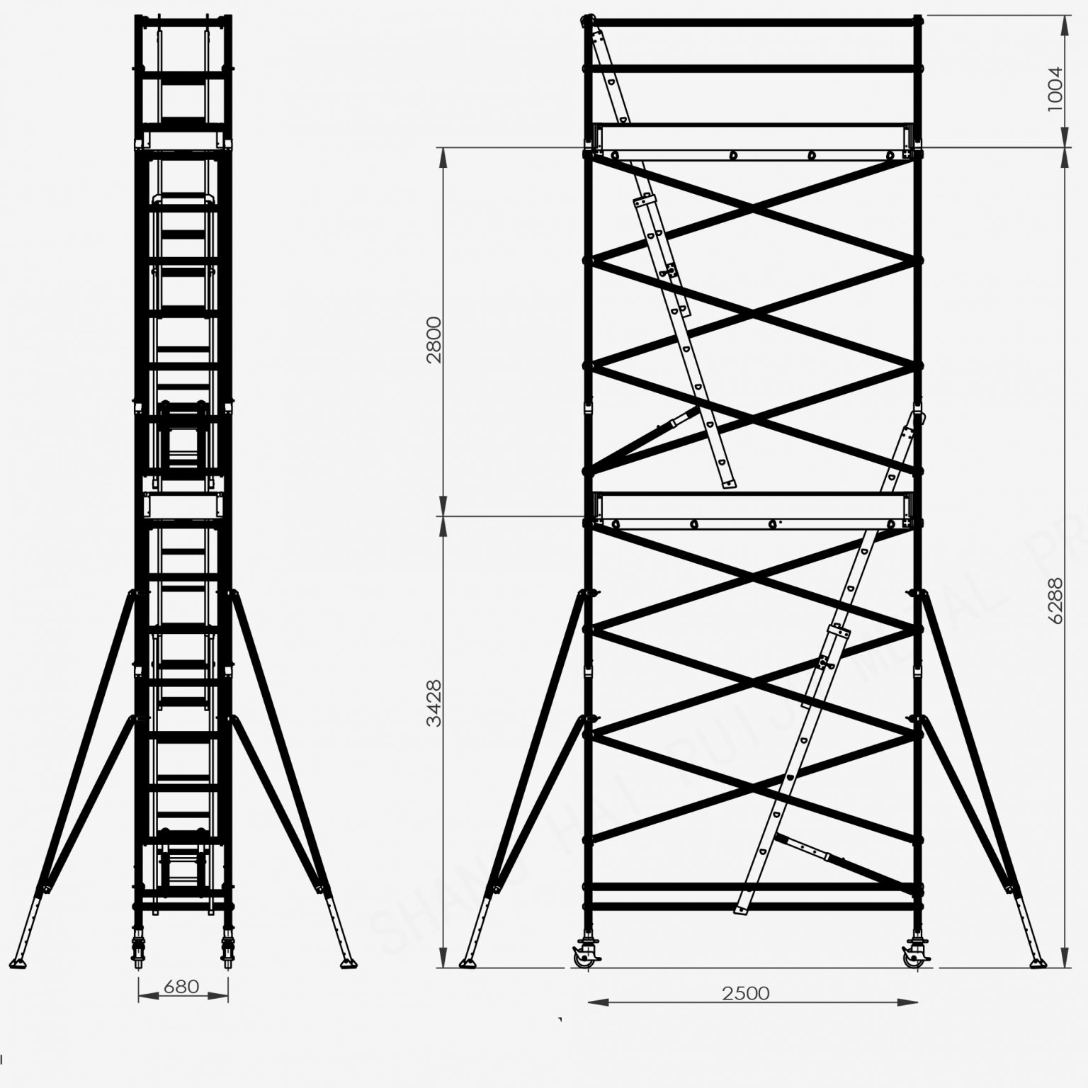 two point scaffold platform width
