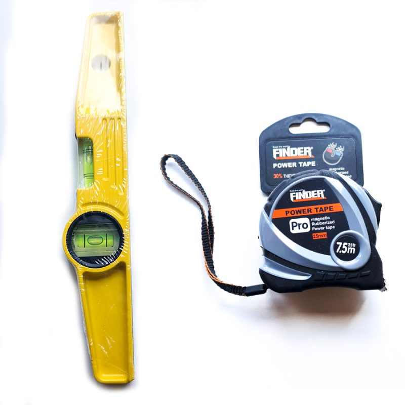 Scaffold spirit level and Finder power tape